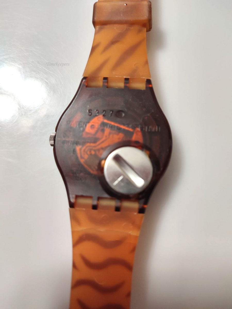 s475 Wristwatch SWATCH Gent Skin Print (GF103)-NEW/NOS-Indian Mask-Brown-Art-L@@K