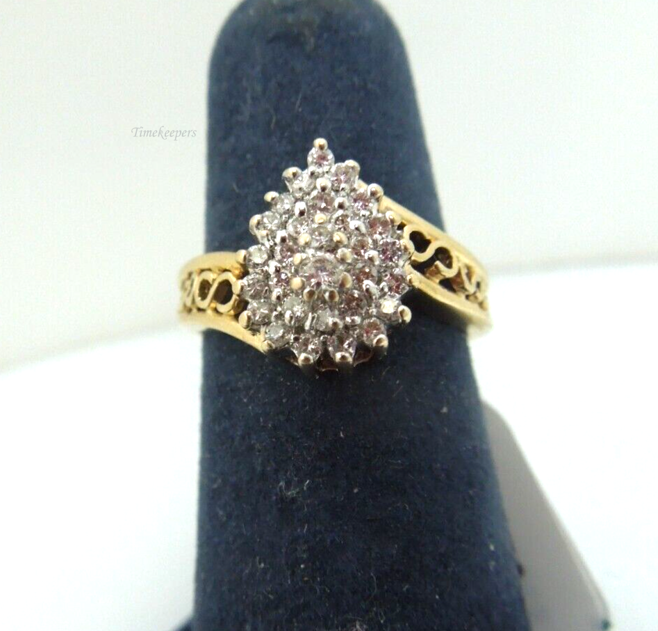  s860 14kt Solid Yellow Gold Diamond Cluster .25 cts Ring Size 5(US)