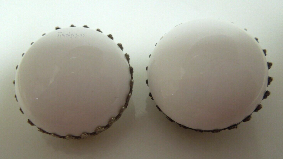 s633 Miriam Haskell Clip ons White Glass Earrings Mid Century Collectible and Signed  