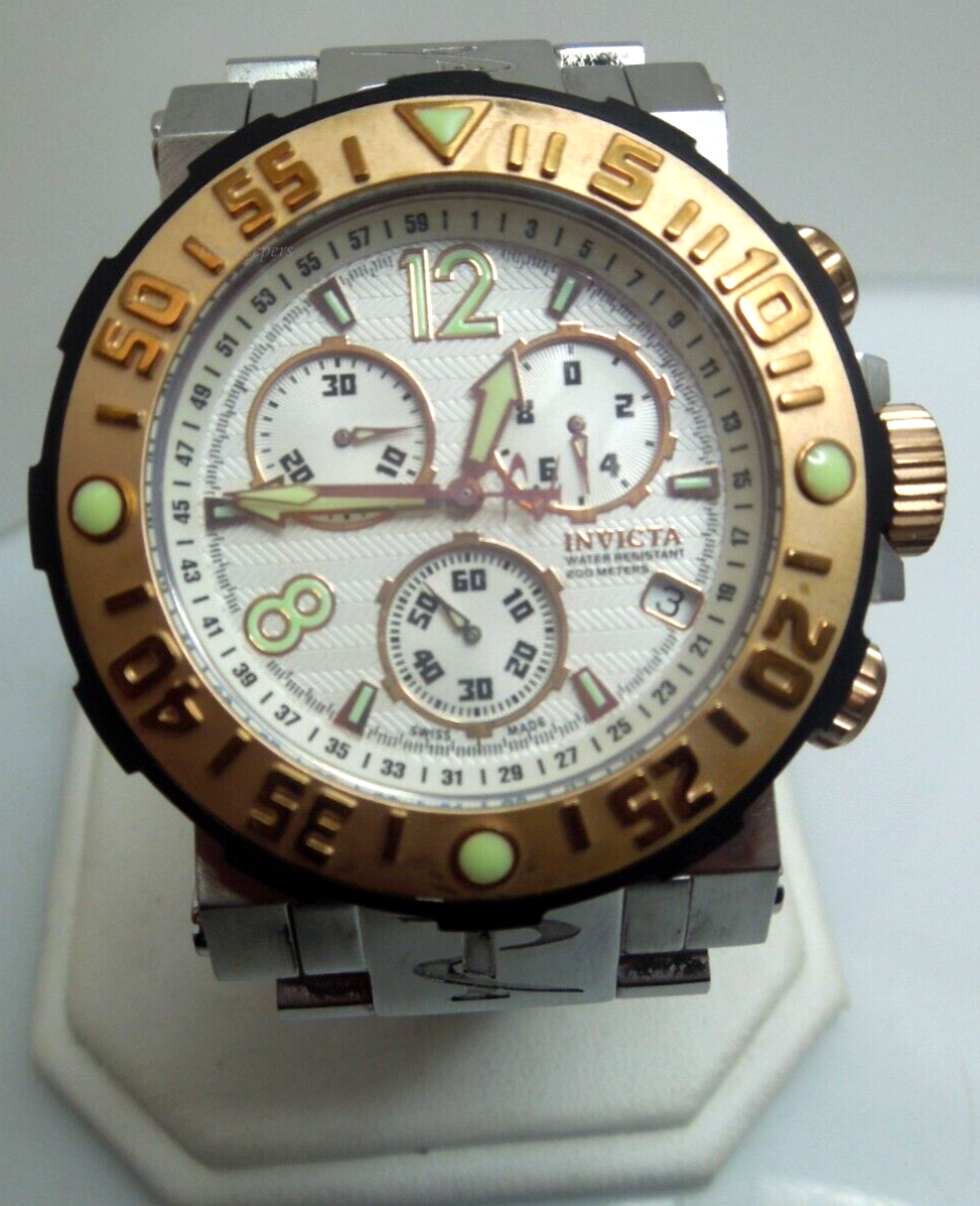 s243 Invicta Men's 10587 Reserve Chronograph White Textured Dial Stainless Steel Watch