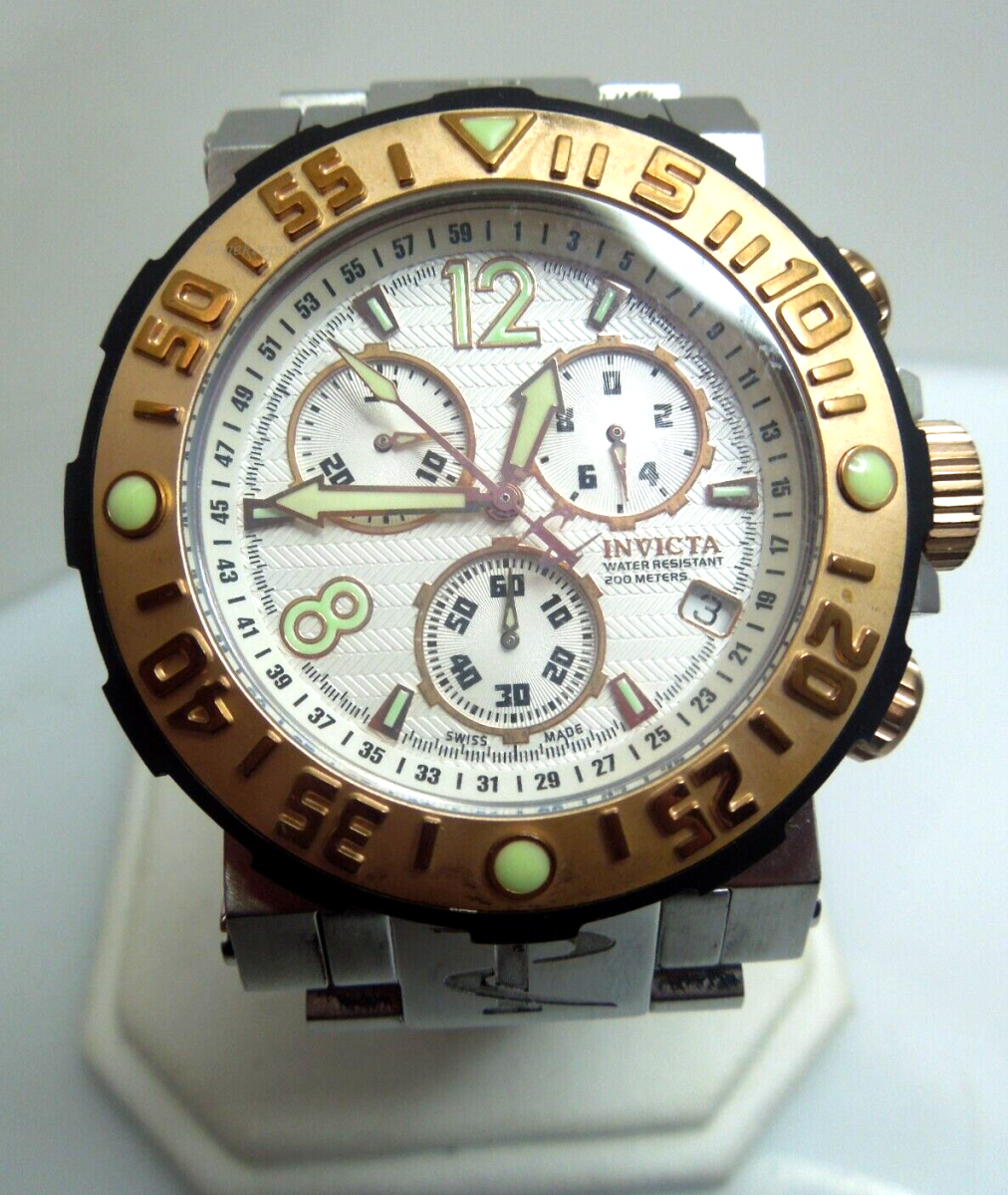 s243 Invicta Men's 10587 Reserve Chronograph White Textured Dial Stainless Steel Watch