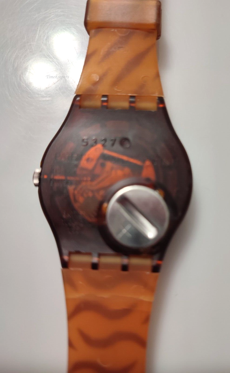 s475 Wristwatch SWATCH Gent Skin Print (GF103)-NEW/NOS-Indian Mask-Brown-Art-L@@K