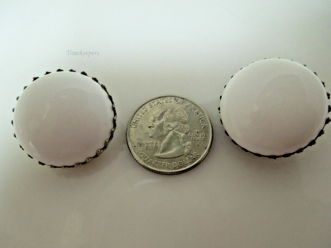 s633 Miriam Haskell Clip ons White Glass Earrings Mid Century Collectible and Signed  