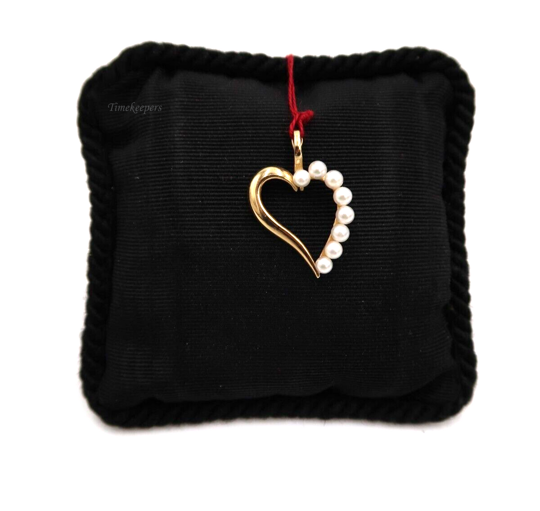 t189 14k Yellow Gold Pearl Pendant Open Heart