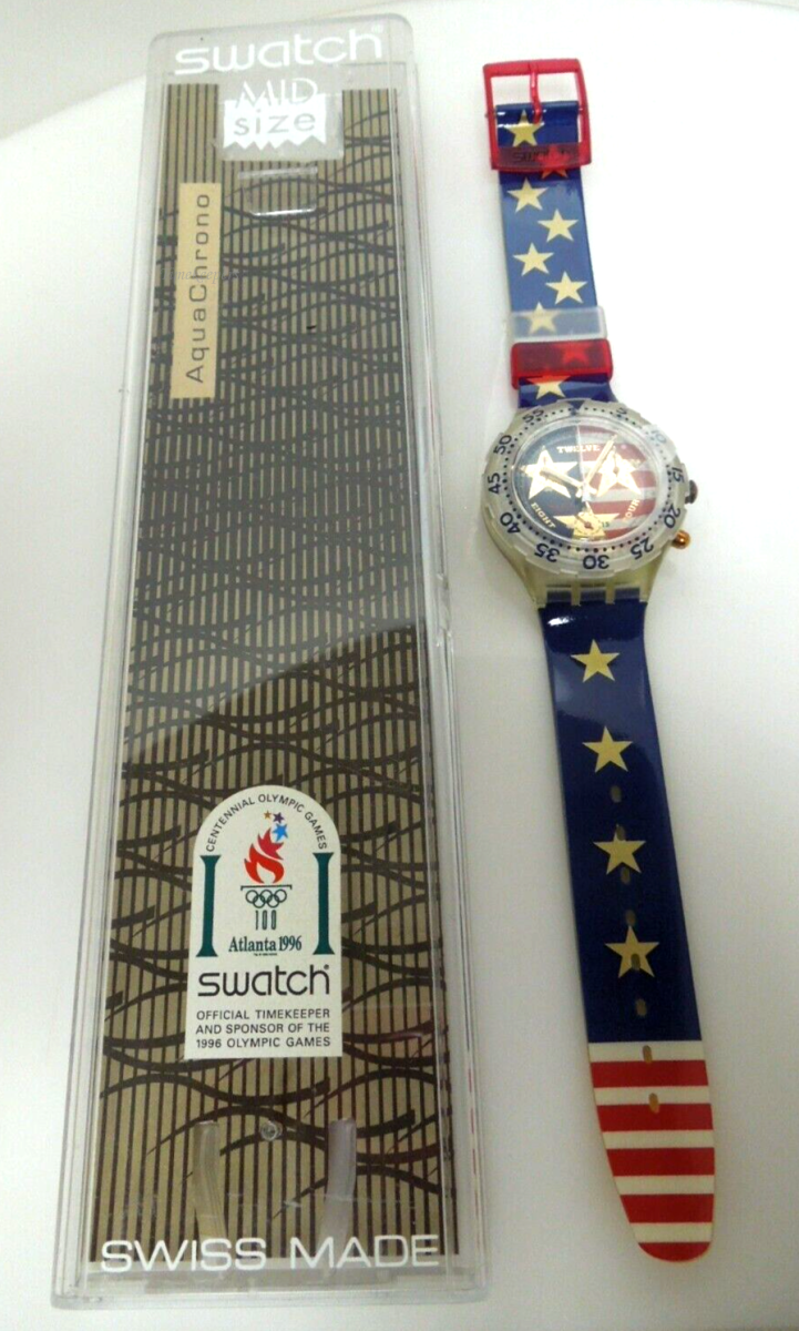 s485 1994 Vintage Swatch Chrono Scuba 'American Dream' SEK103,  