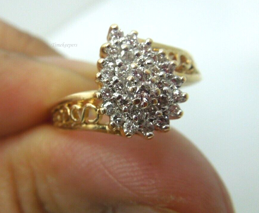  s860 14kt Solid Yellow Gold Diamond Cluster .25 cts Ring Size 5(US)