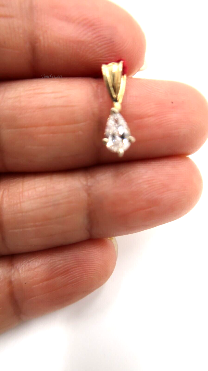 t194 14kt Yellow Gold Pear Solitaire Diamond .37 cts Pendant,14kt Gold Diamond Pendant