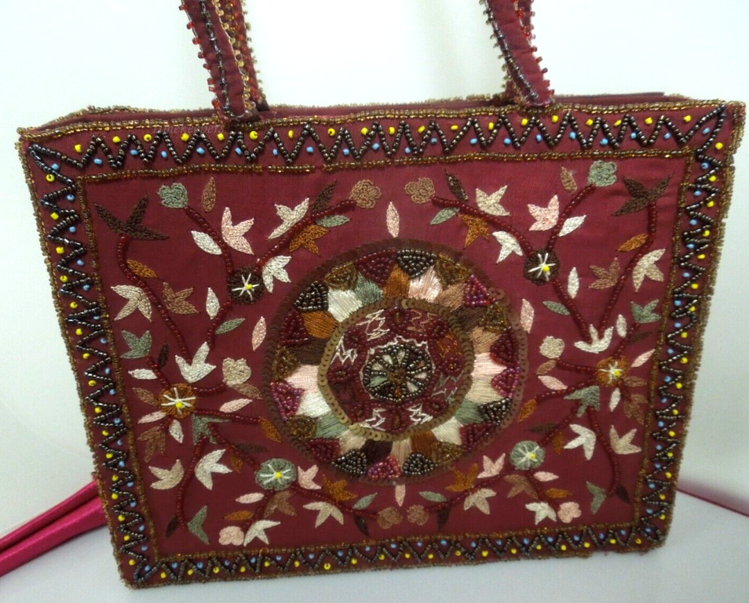 s436 Handmade Sequins Embroidery Flower and leaves Handbag