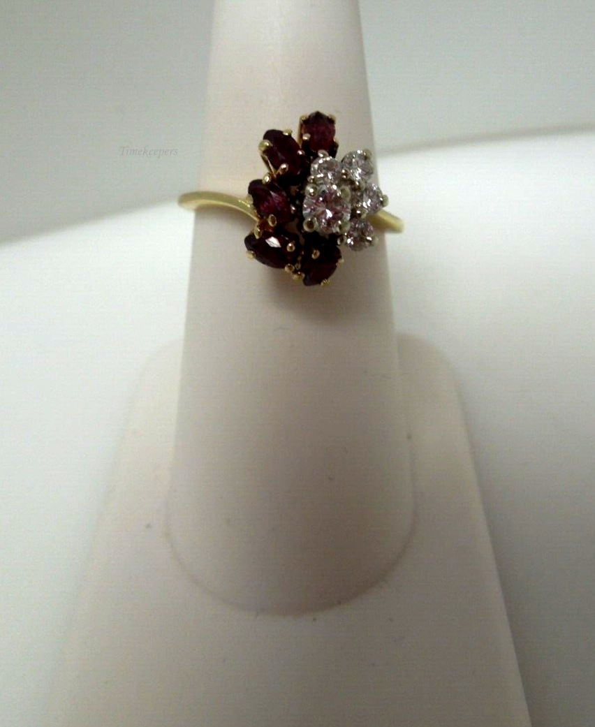 s567 14kt Yellow Gold Spinel Diamond .35 cts Ring Size 6 3/4 (US) Signed 6.1g