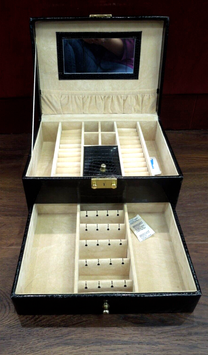 s224 Jewelry Box Organizer Travel Jewelry Storage Case Necklace Holders Display Tray 2-tier