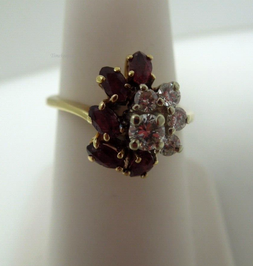 s567 14kt Yellow Gold Spinel Diamond .35 cts Ring Size 6 3/4 (US) Signed 6.1g