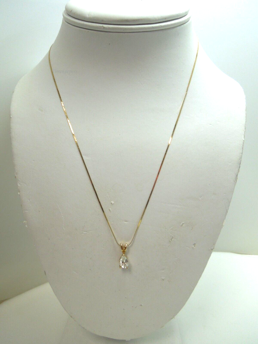 s695 14kt Yellow Gold Cubic Zirconia Pendant Necklace Signed 