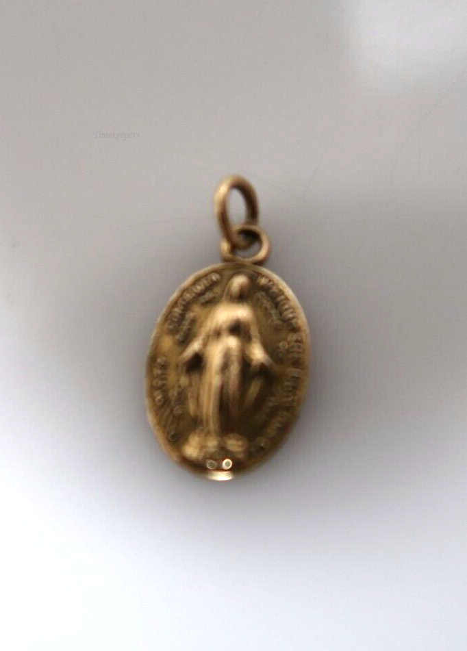 t187 Religious antique French vermeil 10kt Yellow Gold medallion pendant Miraculous medal of Immaculate Conception of Holy Virgin Mary.