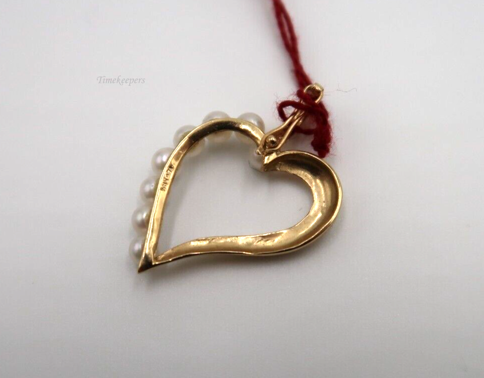 t189 14k Yellow Gold Pearl Pendant Open Heart