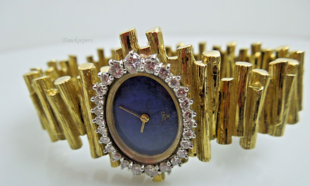s841 Ebel Solid 18kt Yellow Gold Diamond Lapis Lazuli Dial Manual wind Wristwatch, circa 1960s Unisex Watch