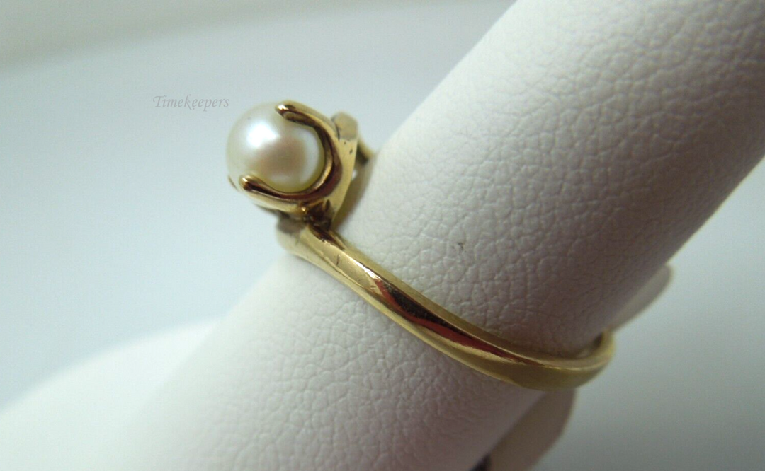 s869 10kt Yellow Gold Pearl Ring Size 7 3/4(US) Signed