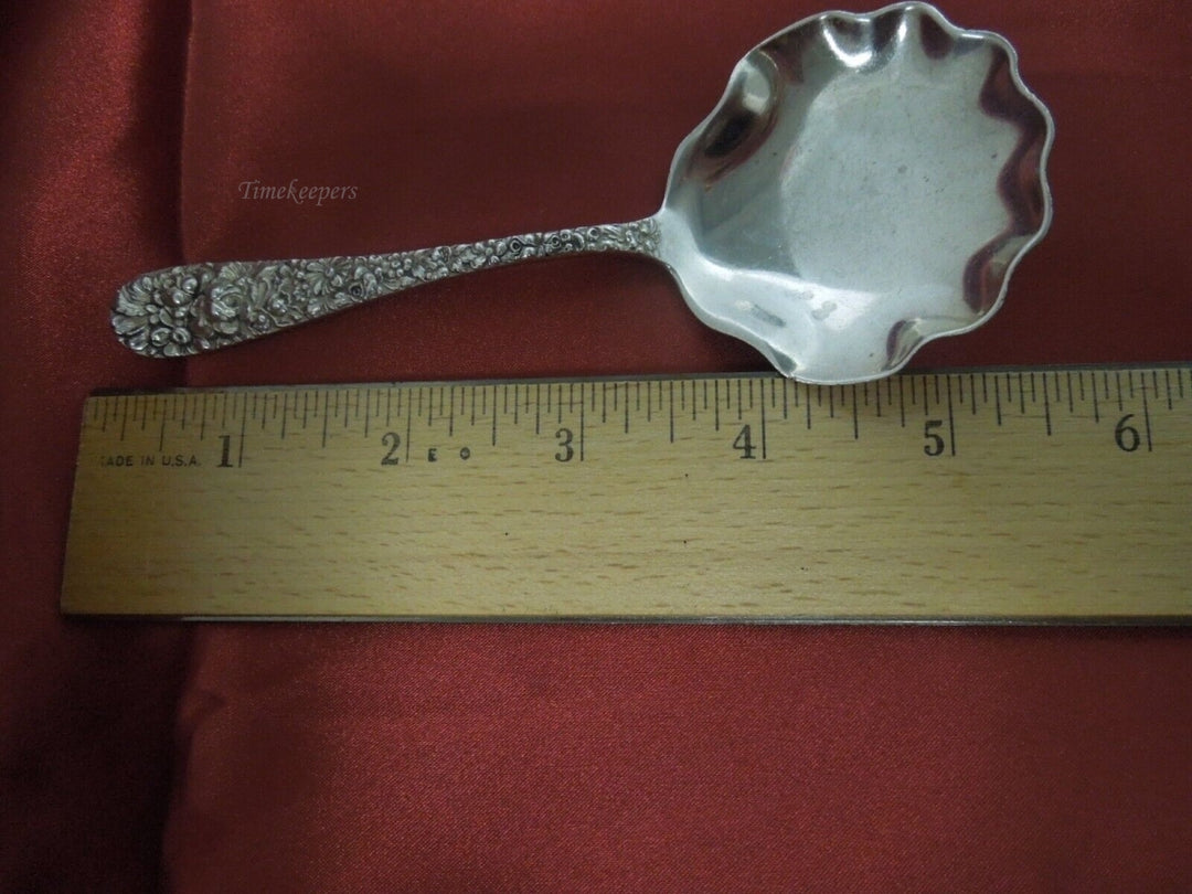 t095 Kirk Stieff Sterling Silver Rose Pattern BON BON SPOON 5 1/4" 35.9g Mono