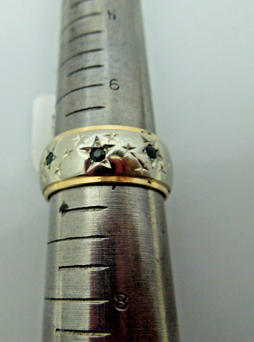 s777 14kt White Yellow Gold Emerald Star Ring Size 6.75 Signed 8g