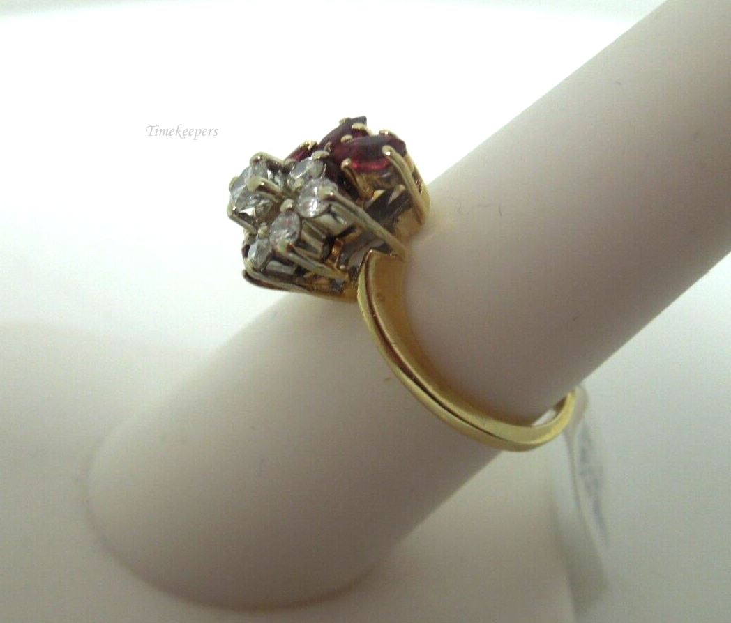 s567 14kt Yellow Gold Spinel Diamond .35 cts Ring Size 6 3/4 (US) Signed 6.1g