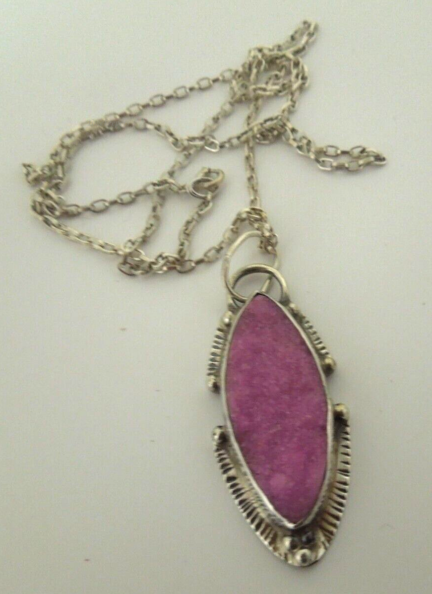 s149 Sterling Silver 925 Teardrop Pink Druzy Bali Pendant Necklace 24"