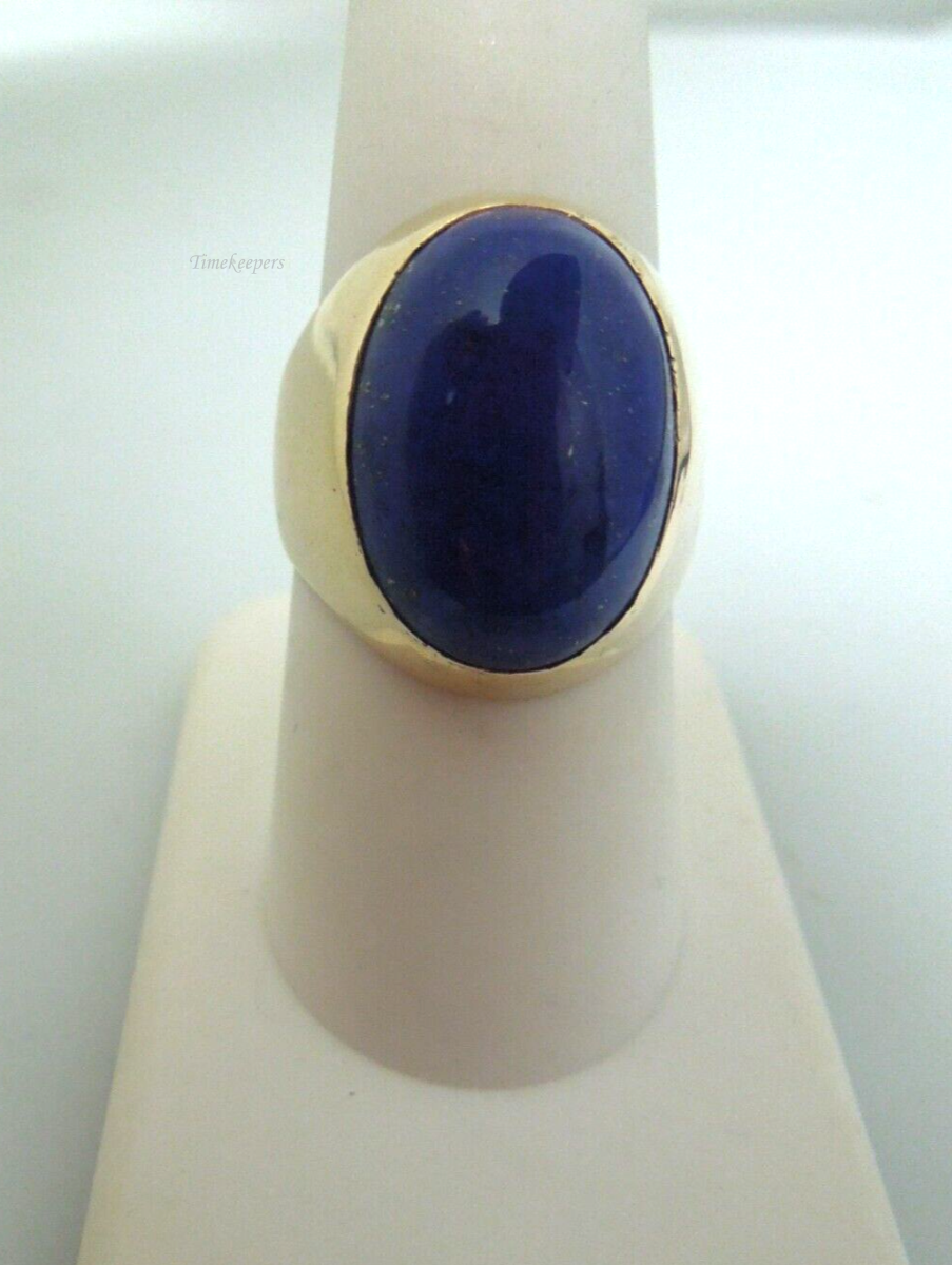 s385 14kt Yellow Gold Lapis Lazuli Ring Size 7 3/4" Signed 10.8g