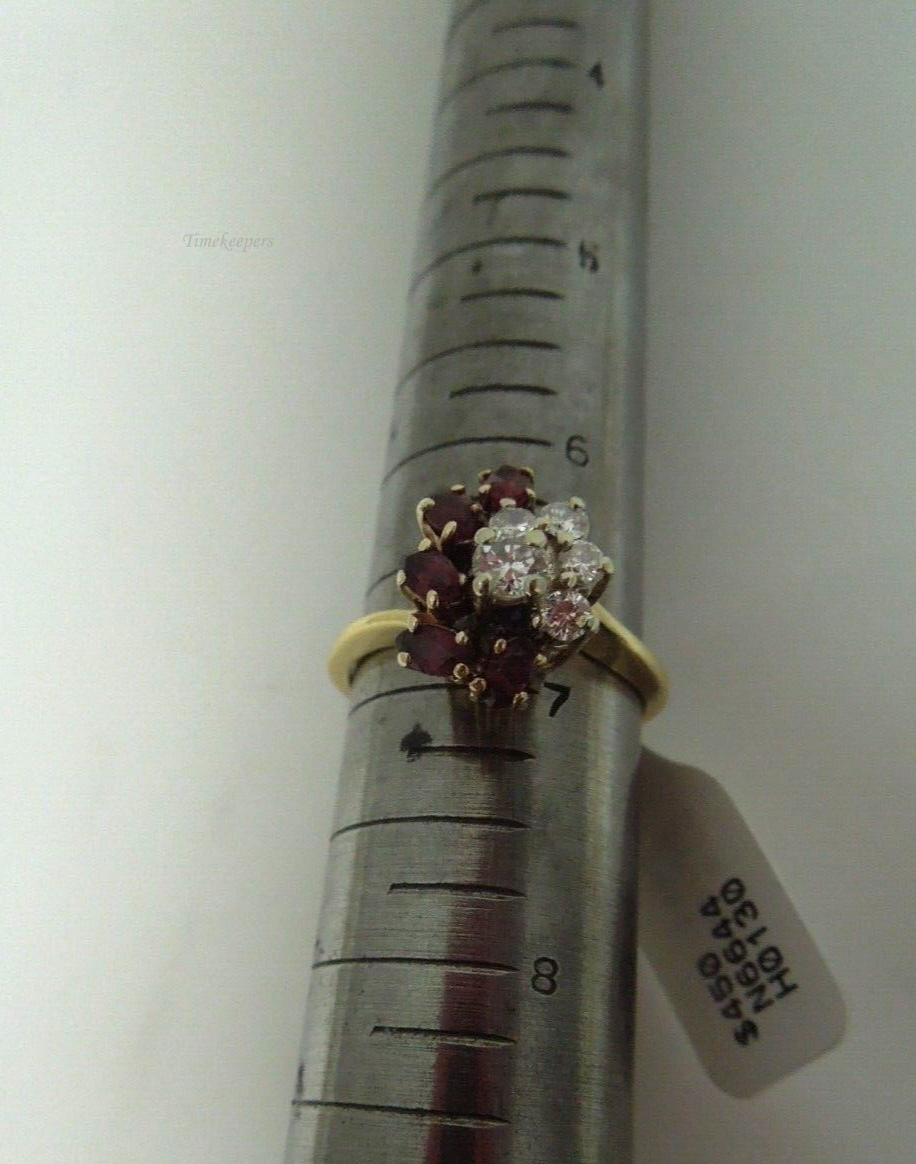 s567 14kt Yellow Gold Spinel Diamond .35 cts Ring Size 6 3/4 (US) Signed 6.1g