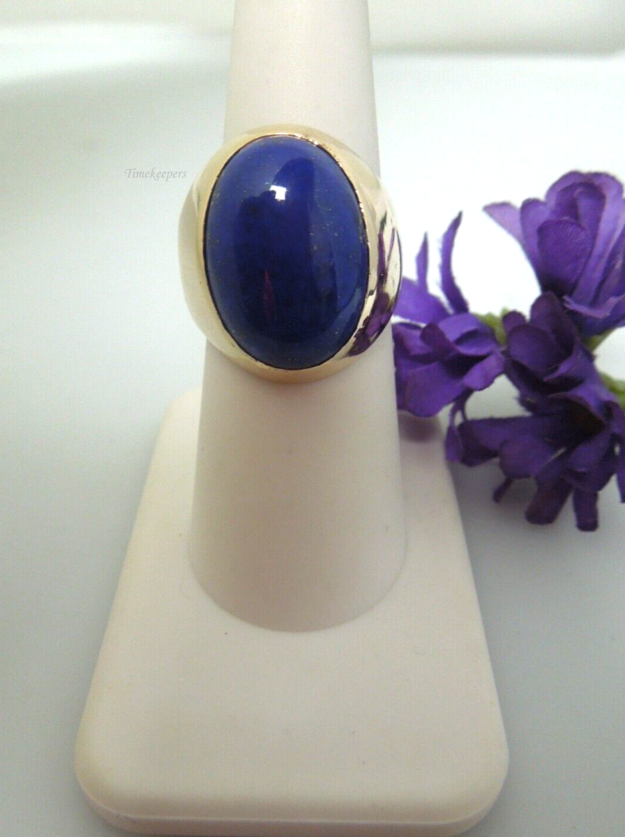 s385 14kt Yellow Gold Lapis Lazuli Ring Size 7 3/4" Signed 10.8g