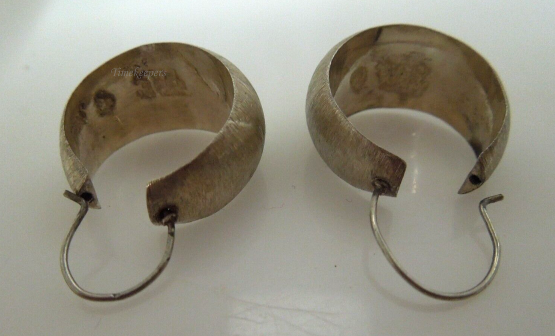 s735 Vintage Sterling Silver Brushed Hoop Earrings,4.9g