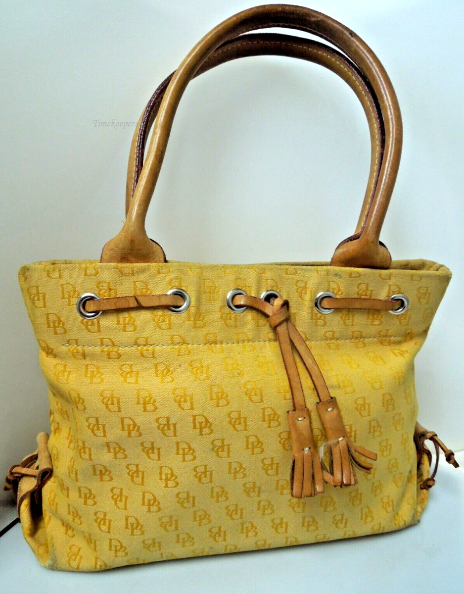 s805 Dooney &  Bourke Signature Yellow Tassel Top handle Tote Handbag