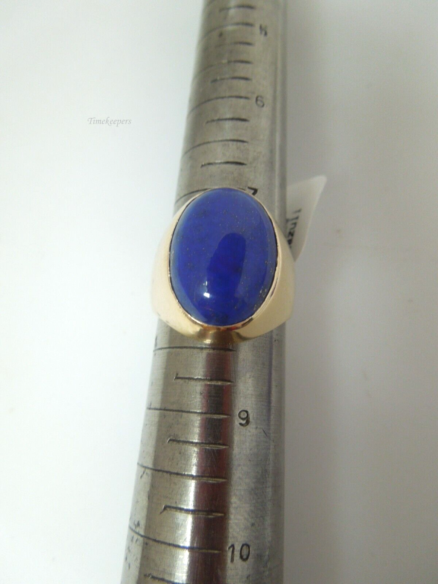 s385 14kt Yellow Gold Lapis Lazuli Ring Size 7 3/4" Signed 10.8g