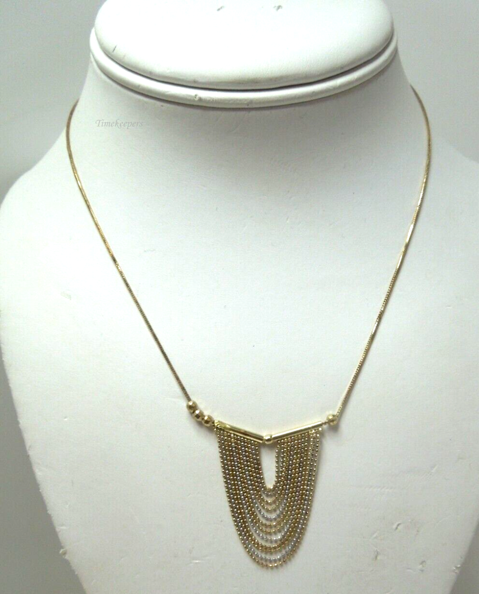 s568 14kt Yellow White Gold Two tone Draped Necklace Made In Italy Signed 5.8g 