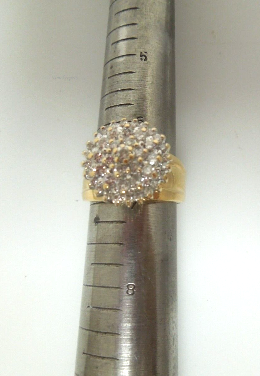 s356 14kt Yellow Gold Cluster of Diamonds .91 cts Ring Size 6.75