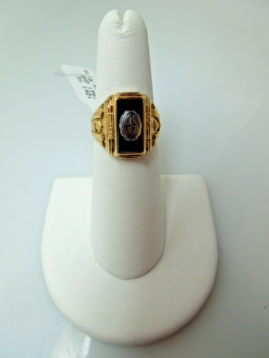 s982 10kt Yellow Gold Black Onyx 1941 GHS Class Ring Size 5 3/4 (US) Signed 6.5g