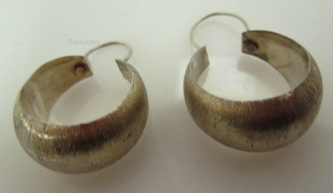 s735 Vintage Sterling Silver Brushed Hoop Earrings,4.9g