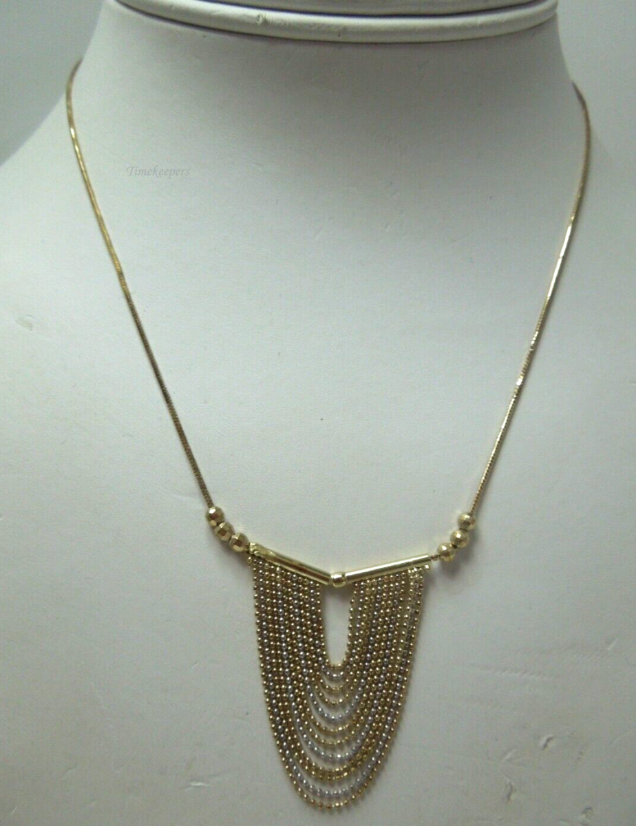 s568 14kt Yellow White Gold Two tone Draped Necklace Made In Italy Signed 5.8g 