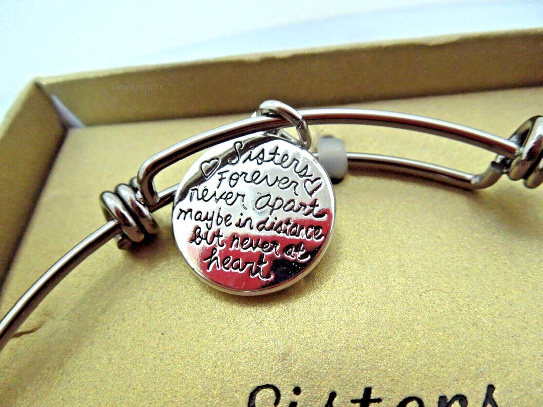 s815 Sister's Love Charm Stainless Steel Bracelet New in Box