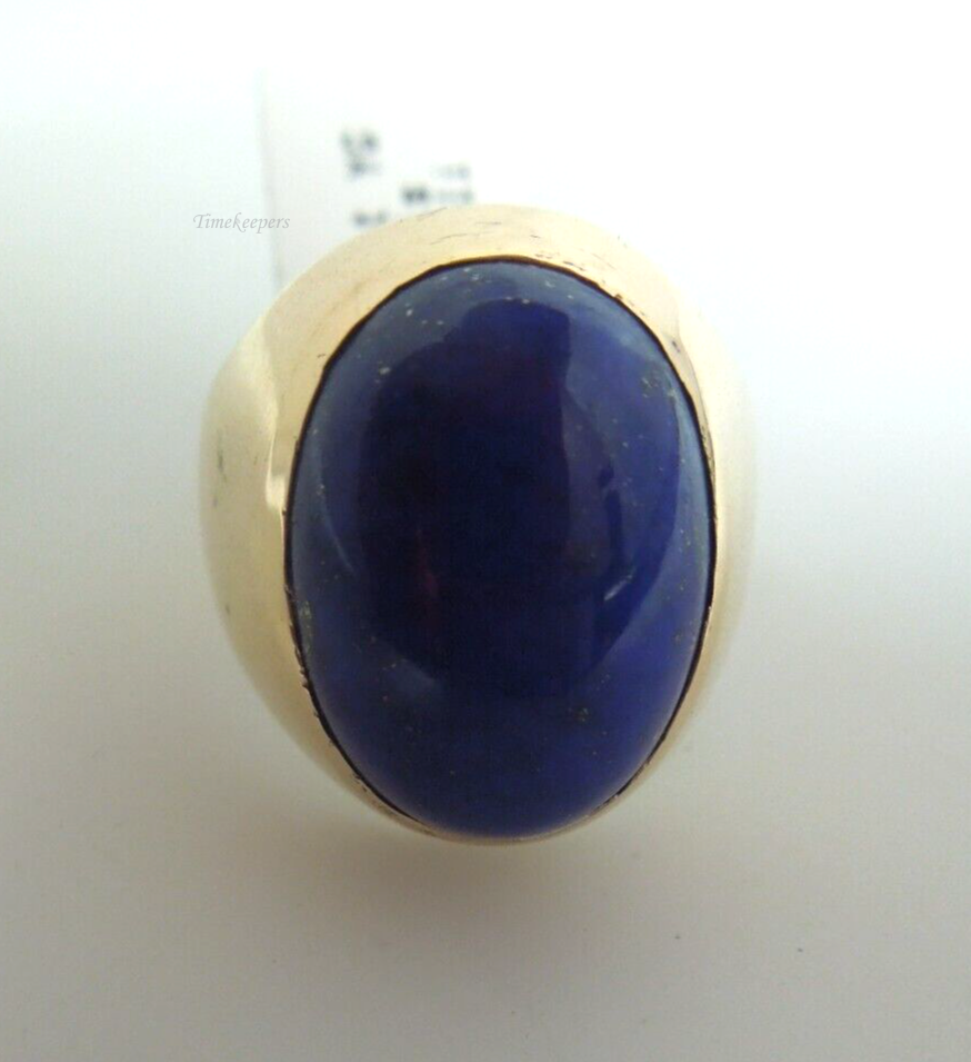 s385 14kt Yellow Gold Lapis Lazuli Ring Size 7 3/4" Signed 10.8g