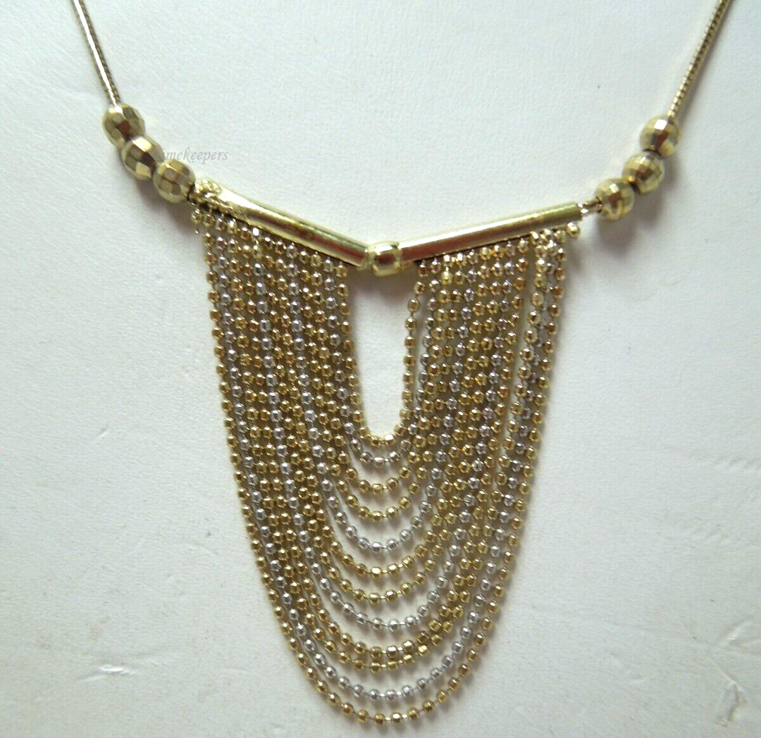 s568 14kt Yellow White Gold Two tone Draped Necklace Made In Italy Signed 5.8g 