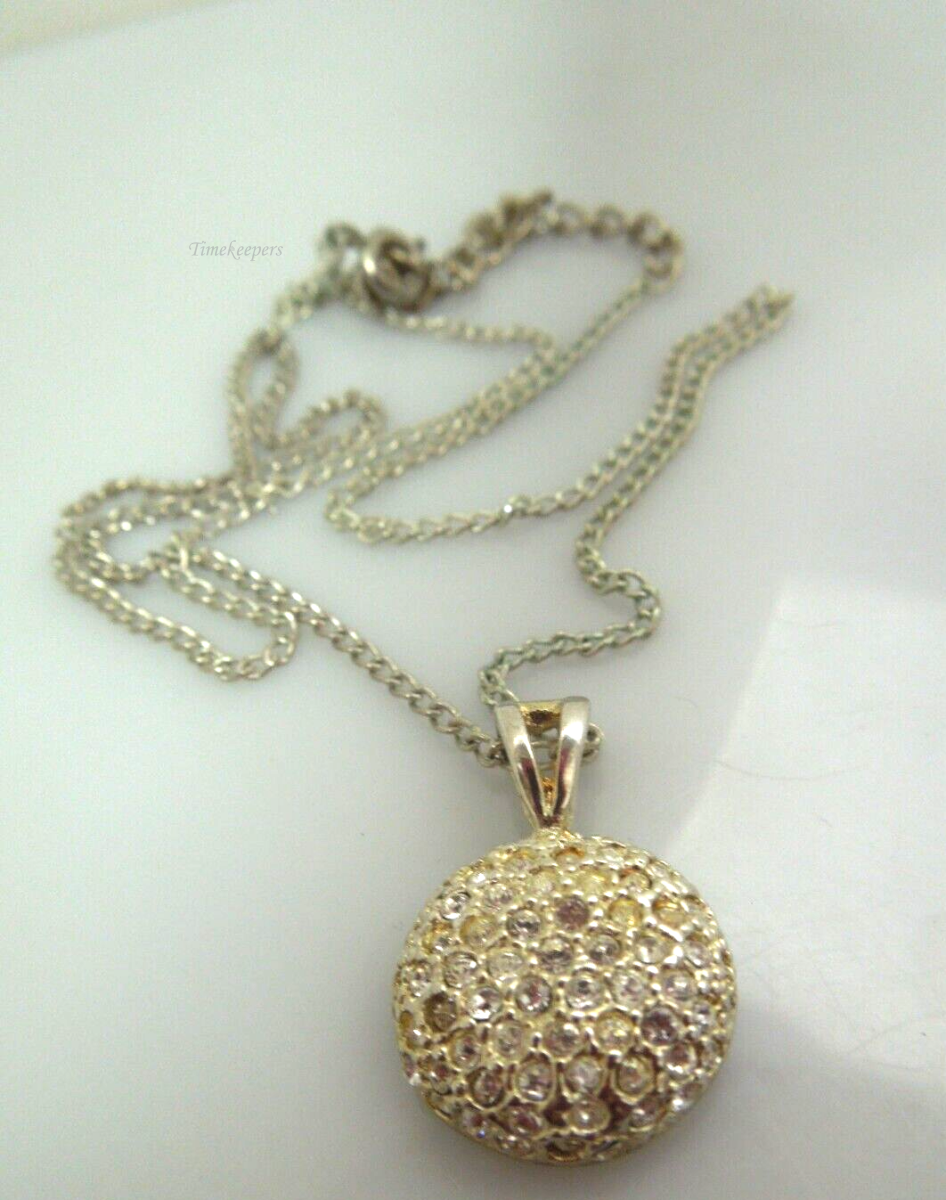 s816 Silver tone Cubic Zirconia Round Small Pendant Necklace 20"