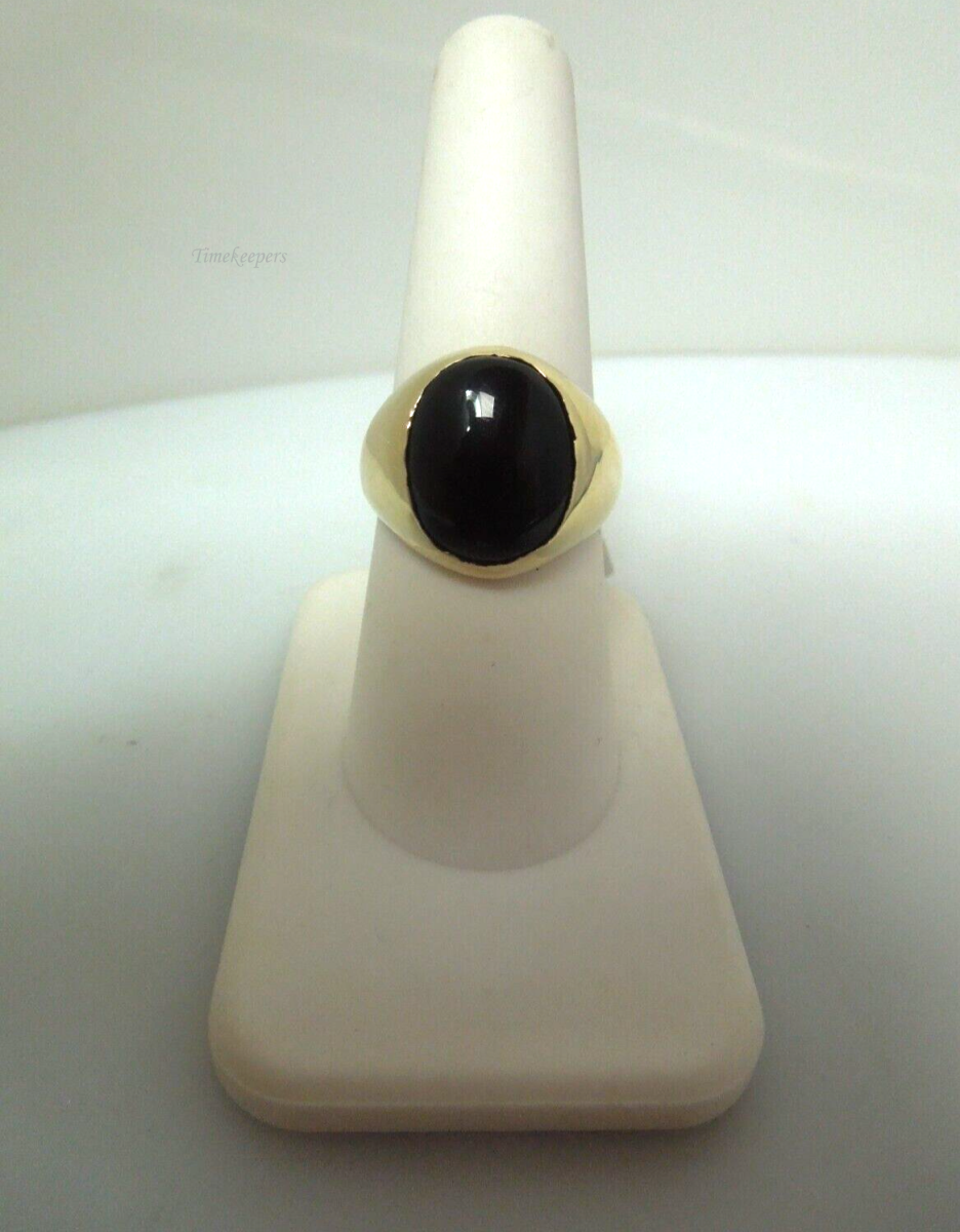 s386 14kt Yellow Gold Onyx Ring Size 7 1/2(US) Signed 9.6g