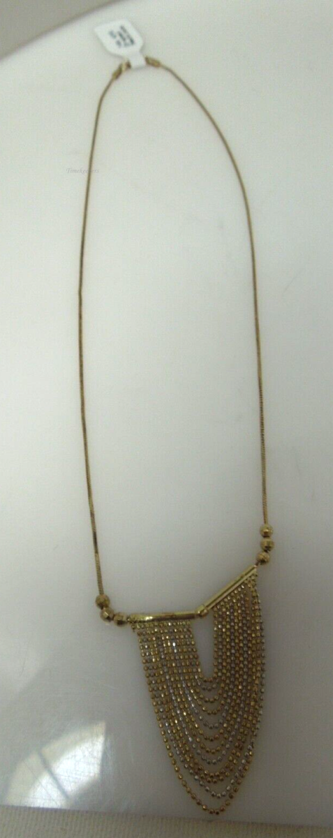 s568 14kt Yellow White Gold Two tone Draped Necklace Made In Italy Signed 5.8g 