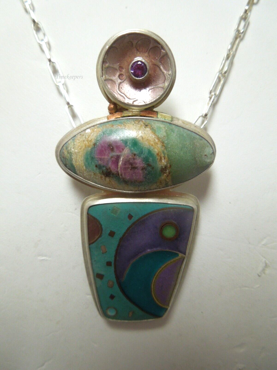 s151 Paula sparks Studio Sterling Silver Enamel Pendant Necklace