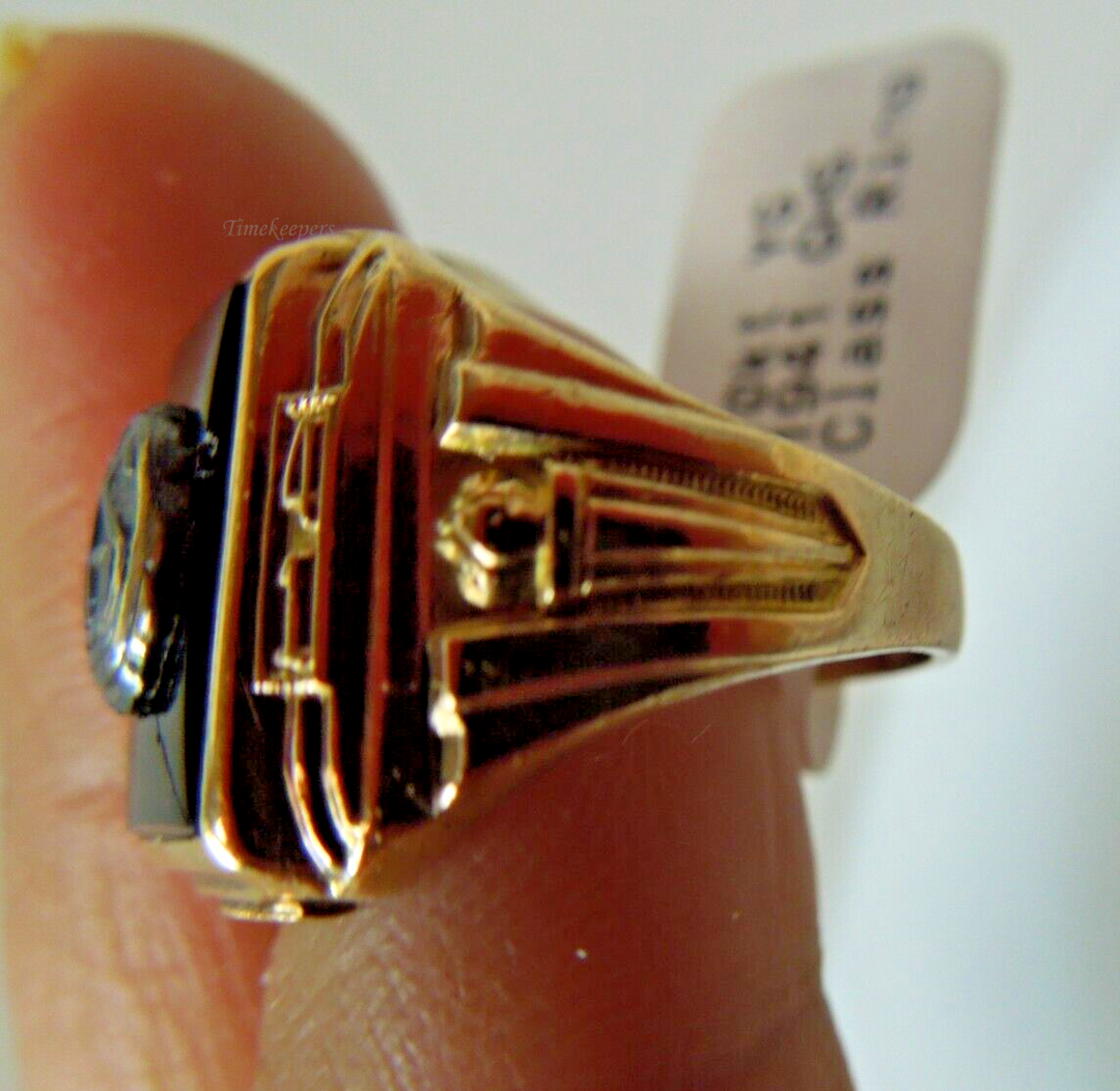 s982 10kt Yellow Gold Black Onyx 1941 GHS Class Ring Size 5 3/4 (US) Signed 6.5g