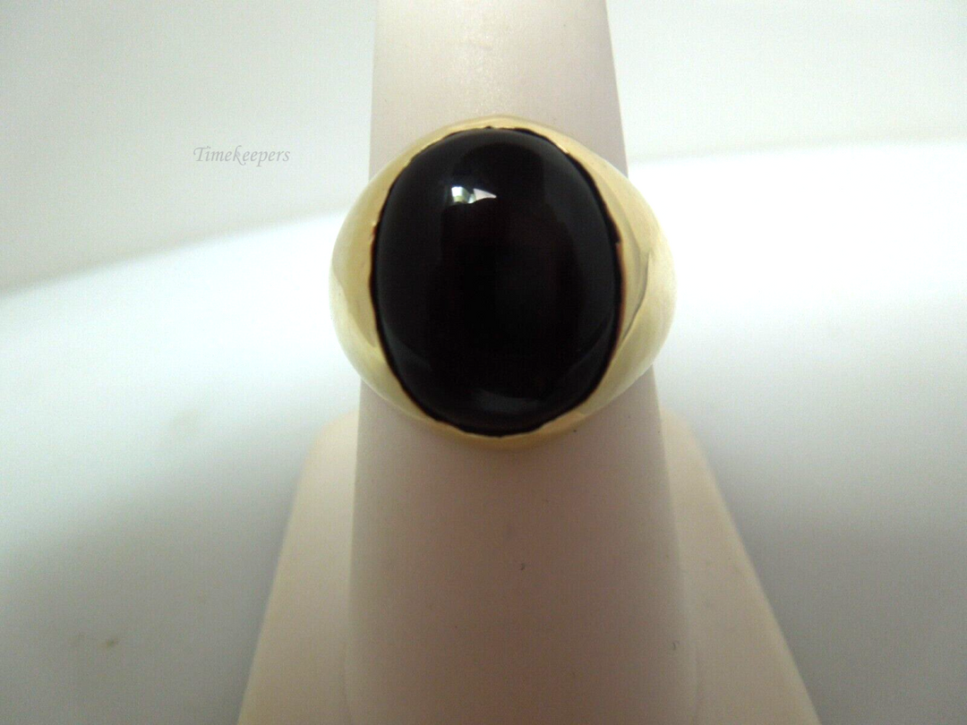 s386 14kt Yellow Gold Onyx Ring Size 7 1/2(US) Signed 9.6g