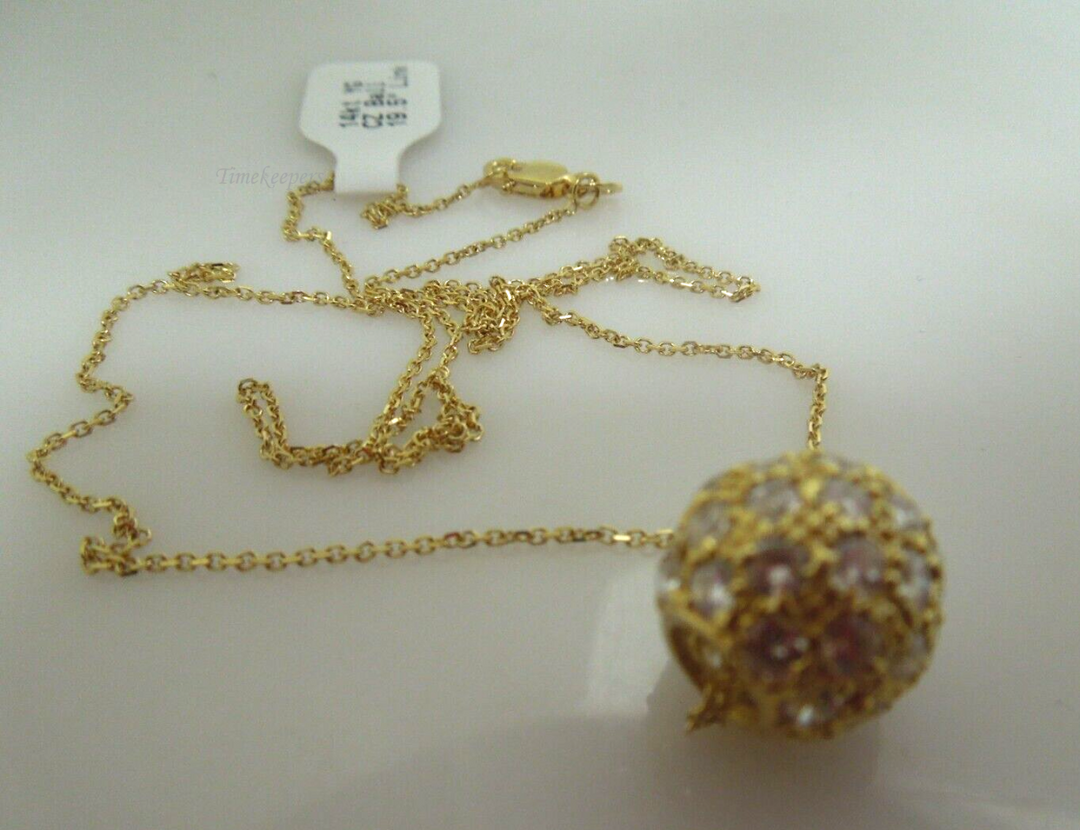 s737 14kt Yellow Gold CZ Ball 19.5" Link Chain Signed 5.4g 