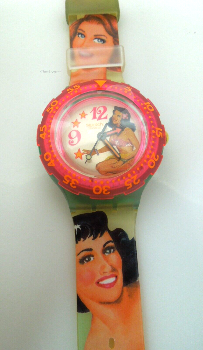 s487 Swatch Watch VINTAGE Hula Beach Pinup Girl New Old Stock