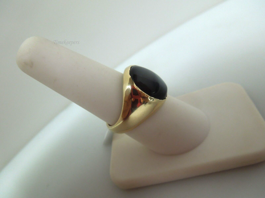 s386 14kt Yellow Gold Onyx Ring Size 7 1/2(US) Signed 9.6g