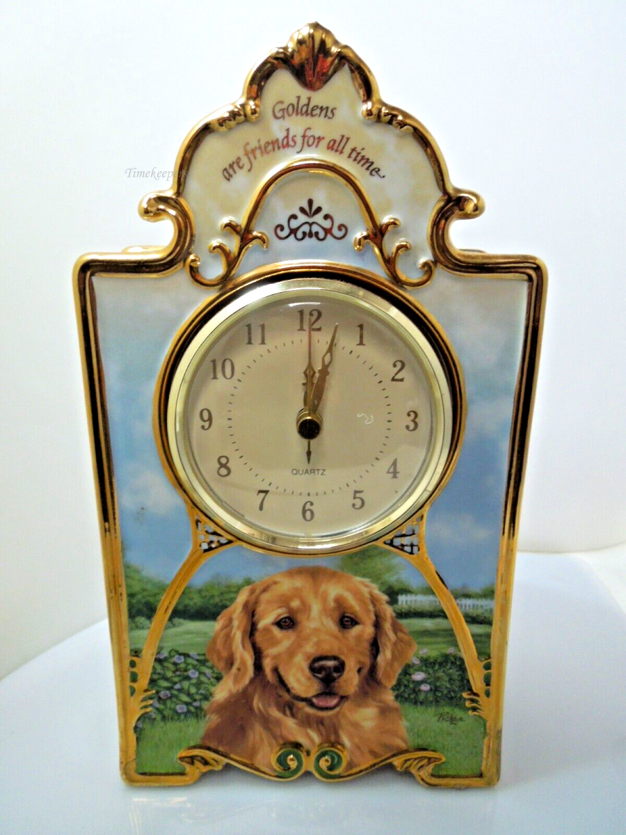 s876 Bradford Exchange Porcelain Clock "Goldens Are Friends for All Times" No. A 0796  