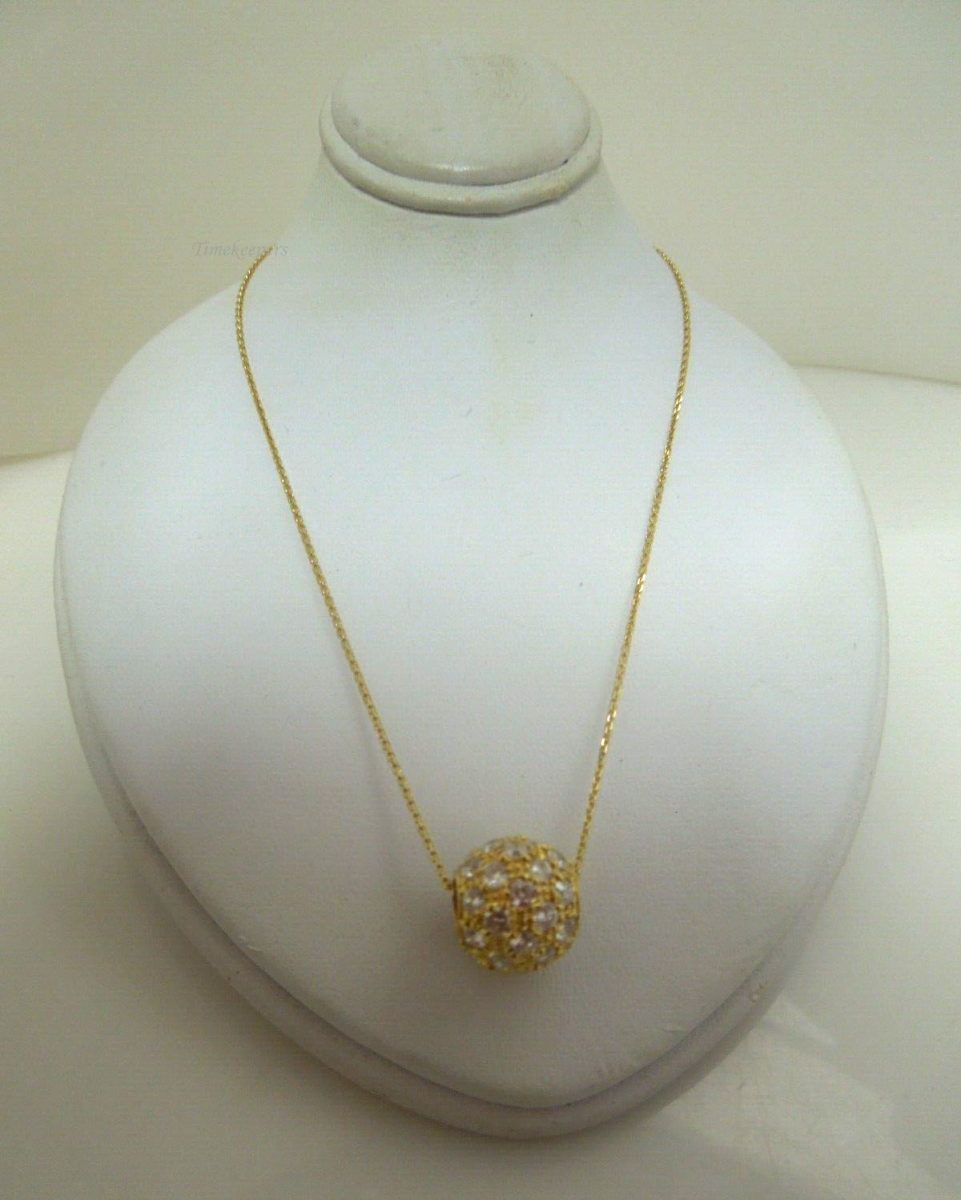 s737 14kt Yellow Gold CZ Ball 19.5" Link Chain Signed 5.4g 