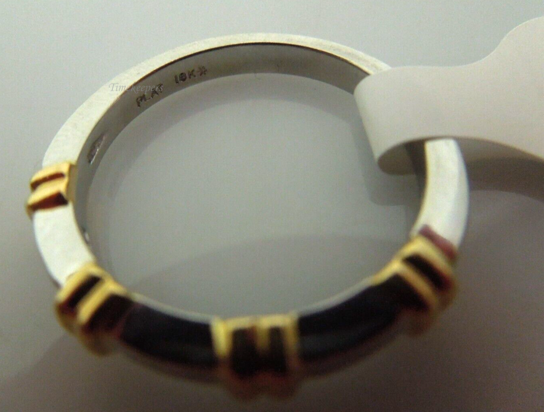 t113 Ladies Wedding Band in 18kt Yellow Gold Cross Rails and Platinum Ring Size 6(US) Signed